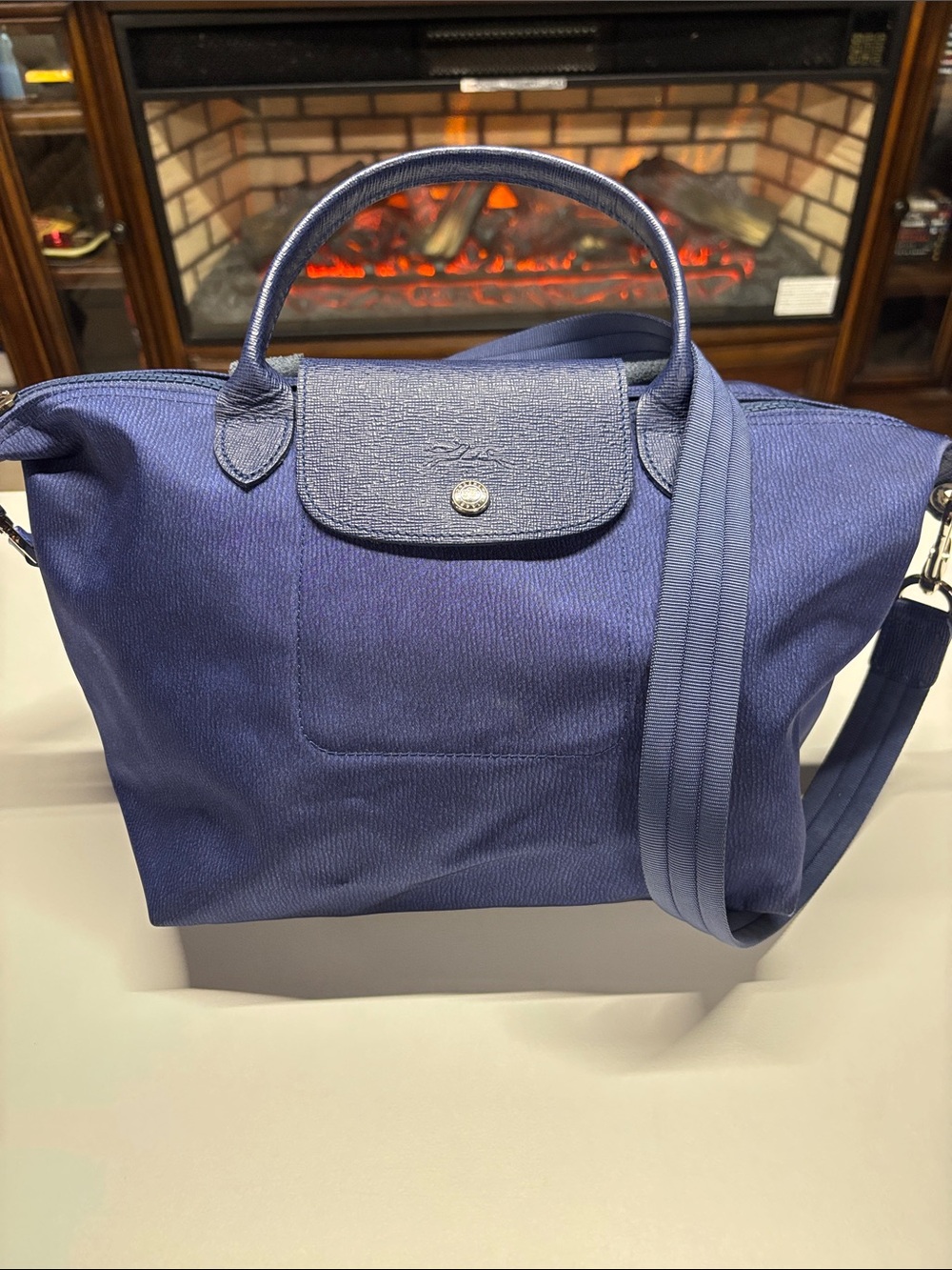 LONGCHAMP Classic Navy Women's Tote Bag with Detachable Strap
